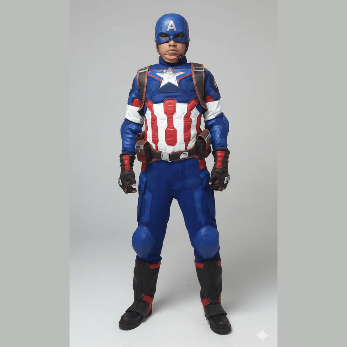 Disfraz de Capitán América azul y rojo con estrella blanca, estilo Guerra Civil, adulto.